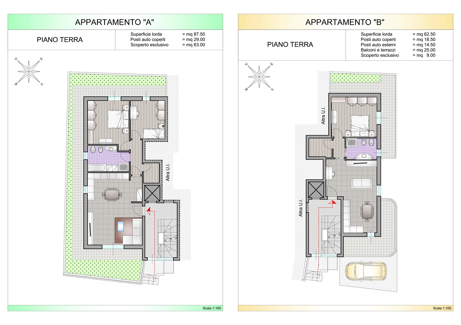 Planimetrie degli appartamenti in progetto.